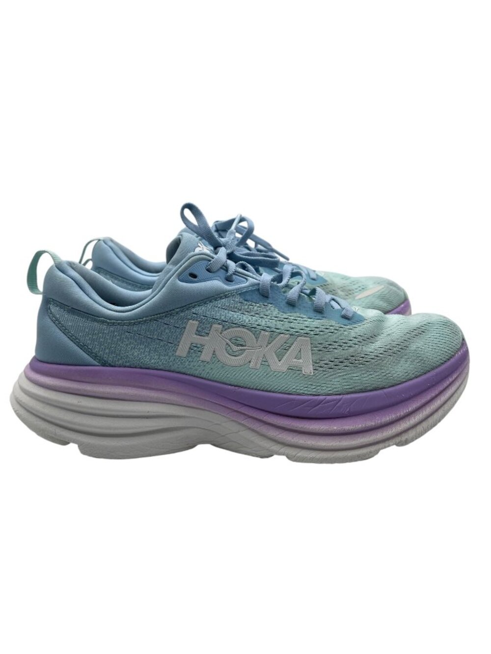 HOKA Bondi 8 Road Running Training Sneakers Mesh Airy Blue Ocean Women's SZ 9.5B